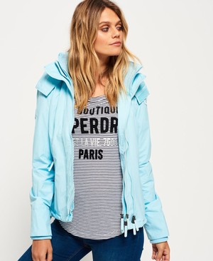 Superdry Technical Hooded Pop Cipzár SD-Windcheater Női Kabát Kék | QZDNA1482